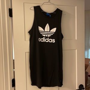 used womens large adidas tshirt dress tank top (black)